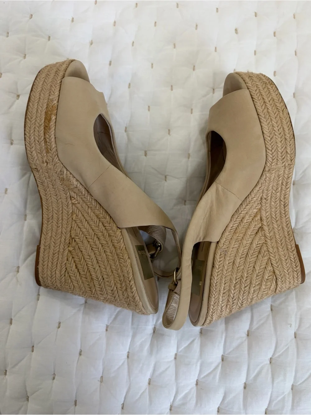 Dolce Vita Neutral Beige Espadrille Wedge Slingback size 7.5